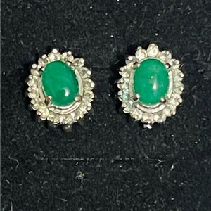 Emerald Green Cubic Zirconia Silver
Plate Stud Earrings